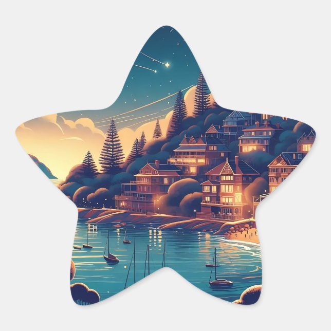 Dreamy Coastal Night Stern-Aufkleber (Vorderseite)
