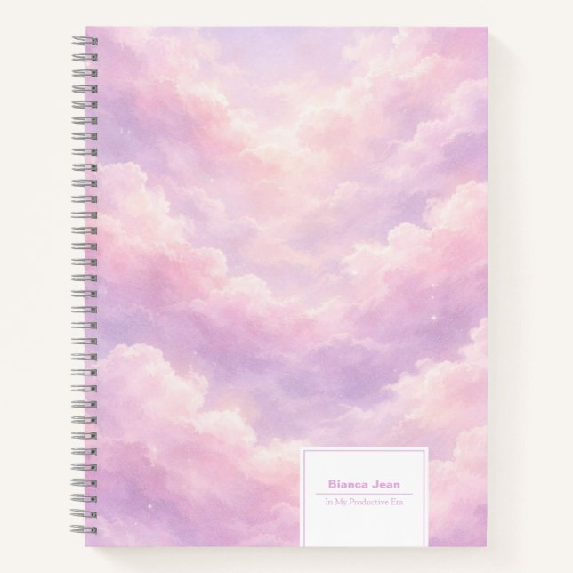 Dreamy Cotton Candy Cloudscape "Productive Era" Notizbuch (Vorderseite)