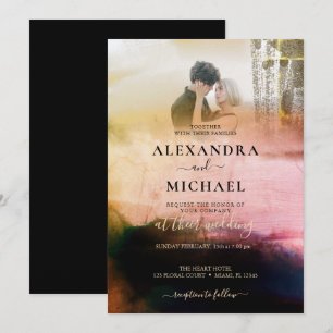 Dreamy Cream Black Abstrakt Foto Overlay Hochzeit Einladung