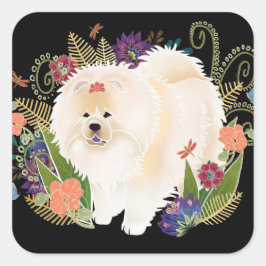 DREAMY CREAMY Creme Chow Quadratischer Aufkleber