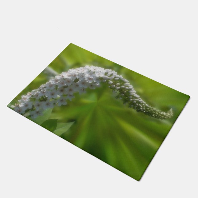 Dreamy Curling White Blume Fußmatte (Schrägansicht)