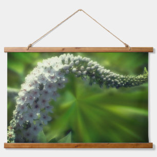 Dreamy Curling White Wild Blume Wandteppich Mit Holzrahmen