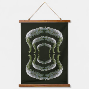 Dreamy Curling White Wildblume Abstrakt Wandteppich Mit Holzrahmen
