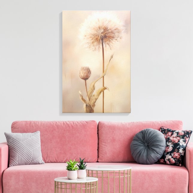 Dreamy Dandelion Illustration Leinwanddruck (Insitu (Wohnzimmer))