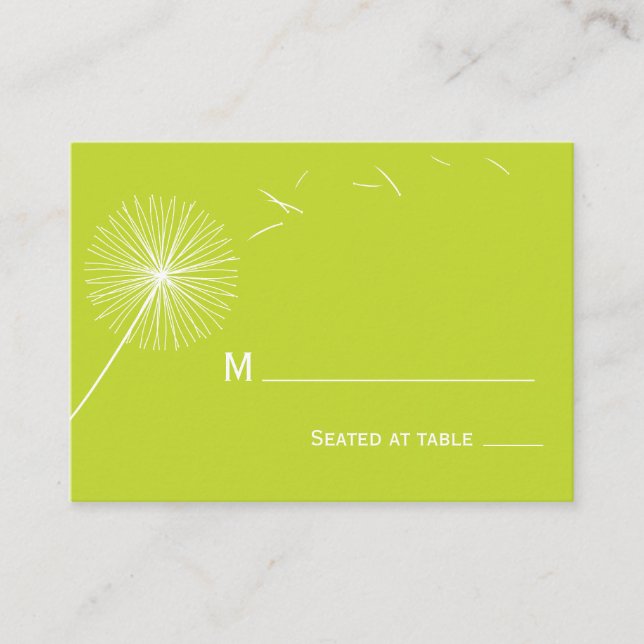 Dreamy Dandelion Wedding Platzkarte - Meadow Green (Vorderseite)