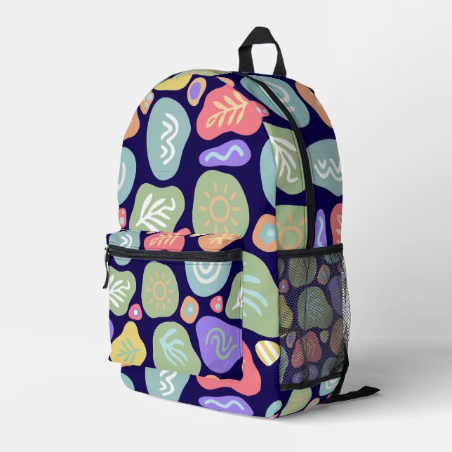 Dreamy Doodles - Vibrant Boho Nature Motif Design Bedruckter Rucksack (Rückseitige Ecke Rechts)