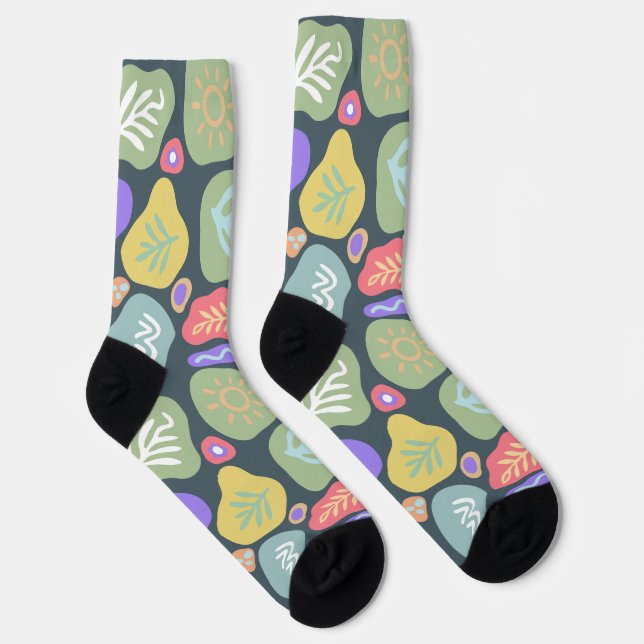 Dreamy Doodles - Vibrant Boho Nature Motif Design Socken (Rechts)