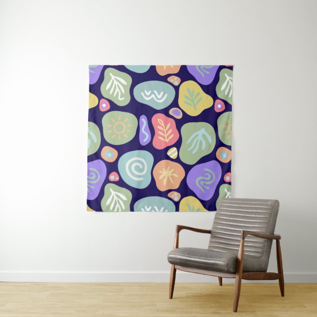 Dreamy Doodles - Vibrant Boho Nature Motif Design Wandteppich (Beispiel (Horizontal))