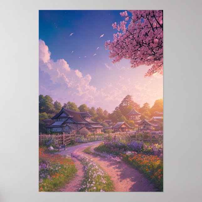 Dreamy Dusk: Eine ruhige Landschaft Poster (Vorne)