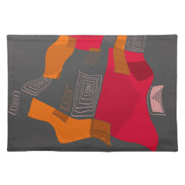 Dreamy Egyptian Collage - Red Orange Gray Stofftischset