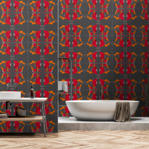 Dreamy Egyptian Collage - Red Orange Gray Tapete