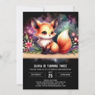 Dreamy Elegant Fox Geburtstag Einladung