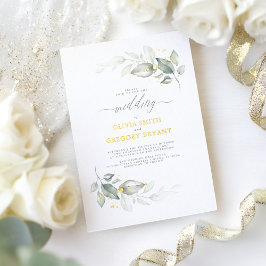 Dreamy Elegant Grüne Weitläufige Hochzeit Folieneinladung