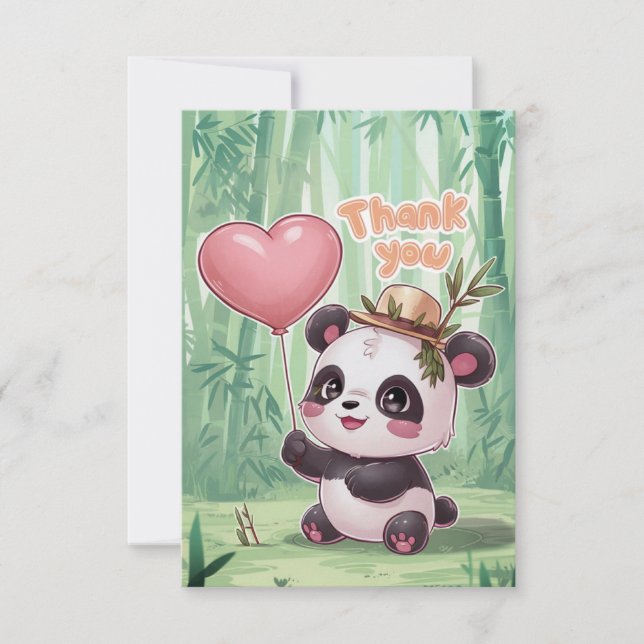 Dreamy Elegant Panda Dankeskarte (Vorderseite)