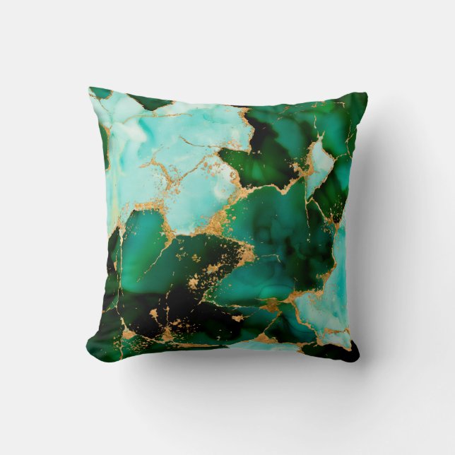 Dreamy Emerald Tinten und Gold Kissen (Vorderseite)