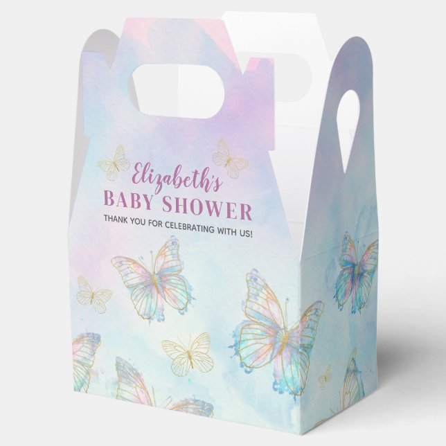 Dreamy Enchanted to Meet You Butterfly Baby Shower Geschenkschachtel (Geöffnet)