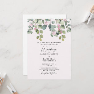 Dreamy Eukalyptus & Pink Rose Einladung zur Hochze