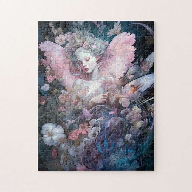 Dreamy Fairy Girl Pink Blue Fantasy Art (Vertikal)
