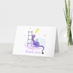 Dreamy Fairytale Dragon Cloud Stars Baby Dusche Dankeskarte