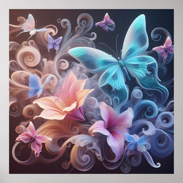 Dreamy fantasy butterfly poster (Vorne)