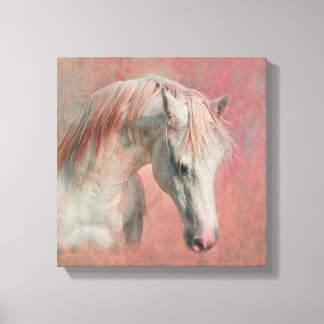 Dreamy Fantasy Horse in Pink Leinwanddruck (Vorderseite)