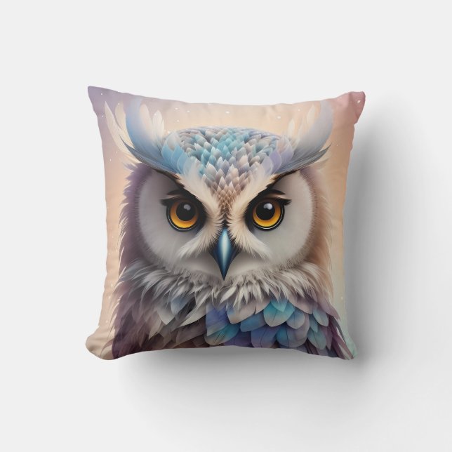 Dreamy Fantasy Owl Soft Pastellfarben Kissen (Vorderseite)