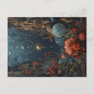 Dreamy fantasy world with beautiful flowers postkarte