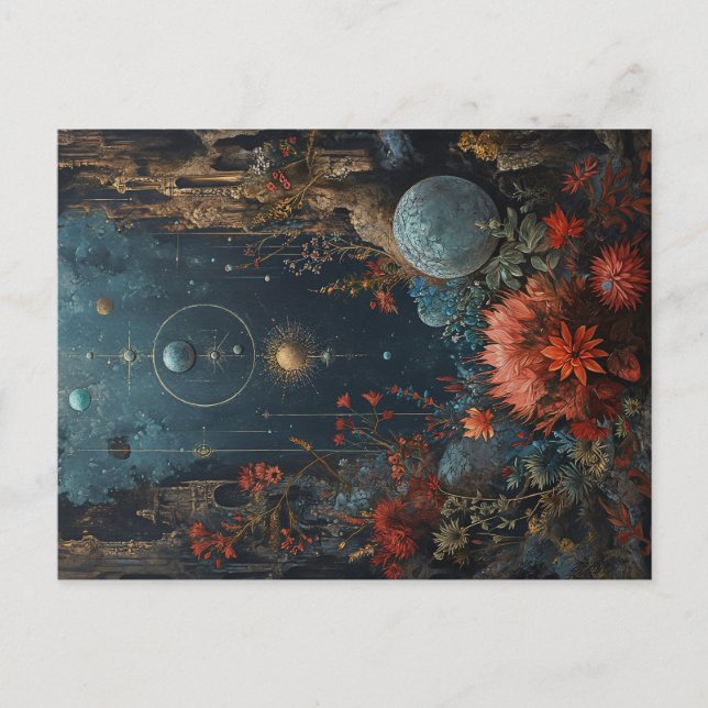 Dreamy fantasy world with beautiful flowers postkarte (Vorderseite)