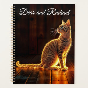 Dreamy feline art gold cat portrait schöne Haustie Planer