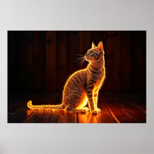 Dreamy feline art gold cat portrait schöne Haustie Poster