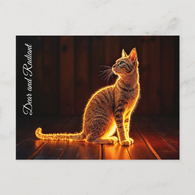 Dreamy feline art gold cat portrait schöne Haustie Postkarte (Vorderseite)