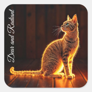 Dreamy feline art gold cat portrait schöne Haustie Quadratischer Aufkleber
