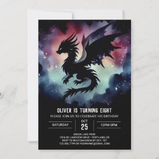 Dreamy Fiery Dragon Geburtstag individuell anpassb Einladung