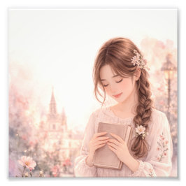 Dreamy Floral Girl Aesthetic Photo Print –