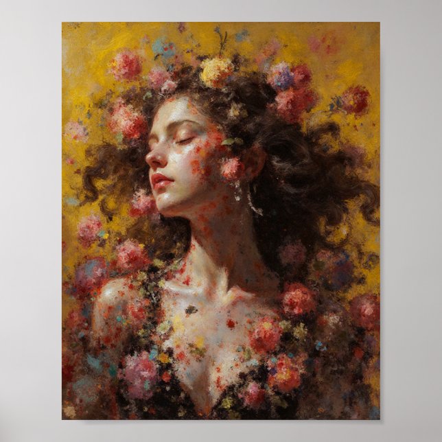 Dreamy Floral Goddess – Romantic Art Poster (Devant)
