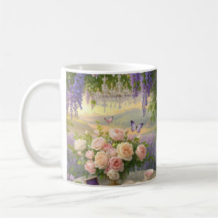 Dreamy Floral Heiligtum gebadet goldene Stunde Lic Kaffeetasse
