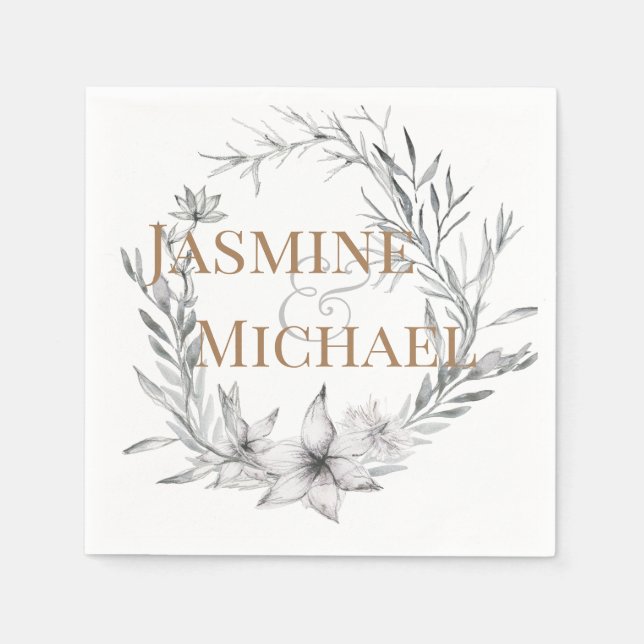Dreamy Floral | Personalisiert Paper Napkin Serviette (Vorderseite)