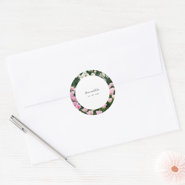 Dreamy Floral Wedding Runder Aufkleber (Umschlag)