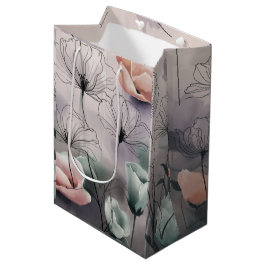 Dreamy Florals: Tinte und Wasserfarbe Elegante Mittlere Geschenktüte