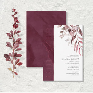 Dreamy Foliage Brautparty Burgundy ID817 Einladung