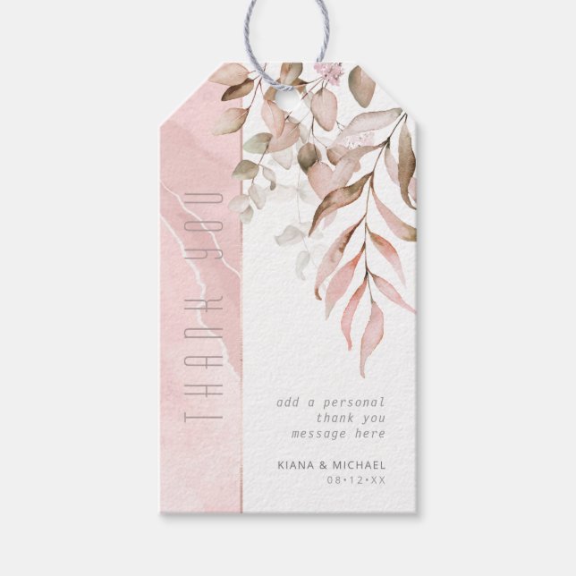 Dreamy Foliage Danke V2 Blush Pink ID817 Geschenkanhänger (Vorderseite)