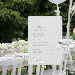 Dreamy Foliage Light Sage Modernes Brautparty Einladung