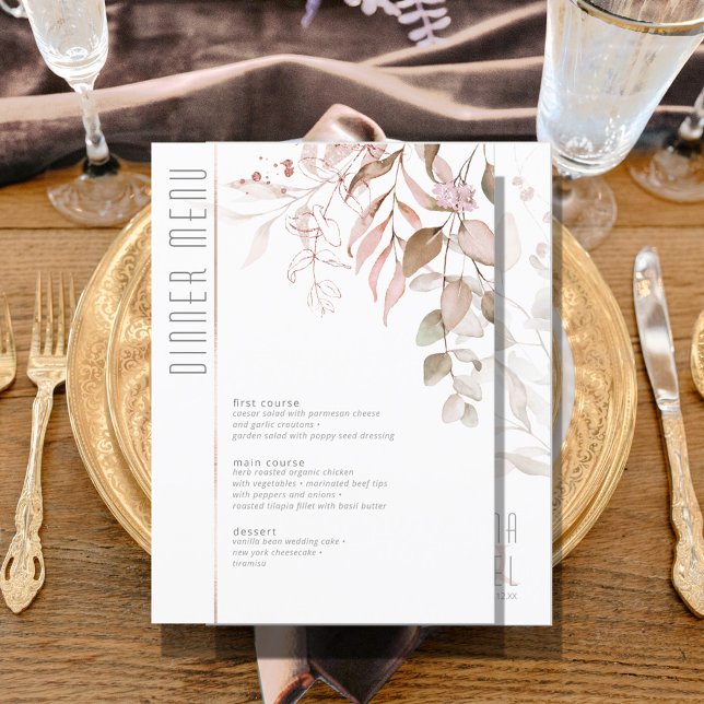 Dreamy Foliage Mariage Menu V2 Blush Pink ID817 (Créateur téléchargé)