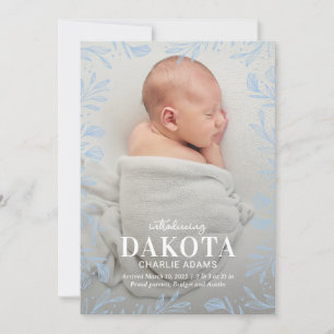 Dreamy Foliage Modern Baby Birth Ankündigung