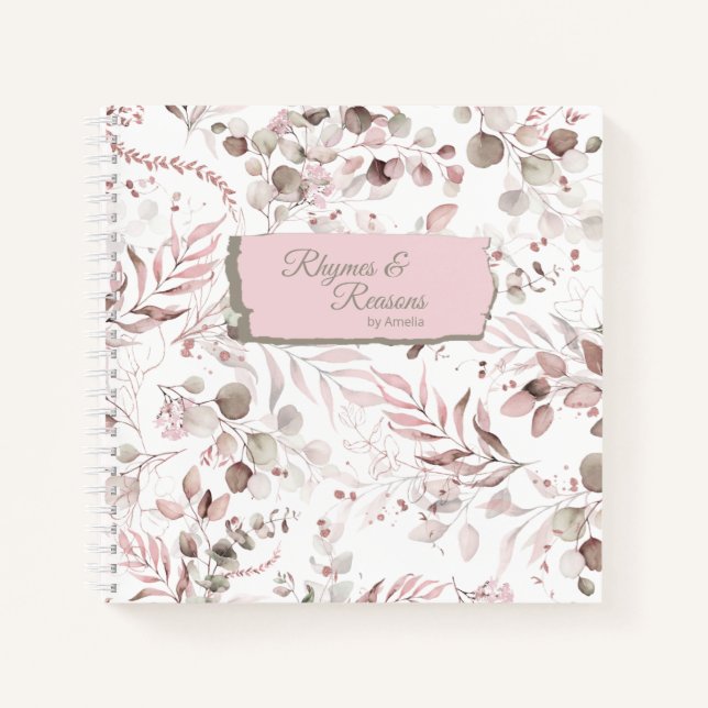 Dreamy Foliage Muster Blush ID817 Notizbuch (Vorderseite)