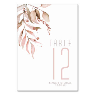 Dreamy Foliage Numéro de table Blush Pink ID817