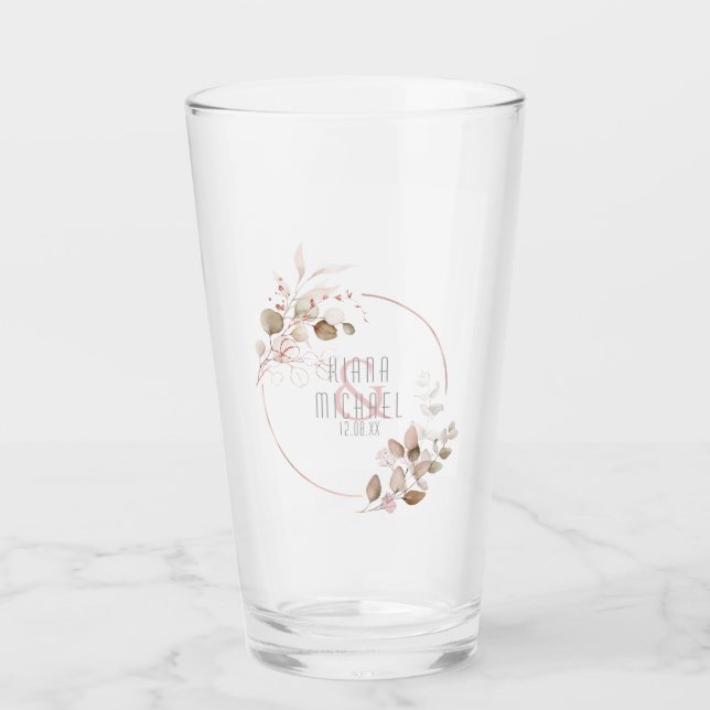 Dreamy Foliage Wedding Blush Pink ID817 Glas (Vorderseite)