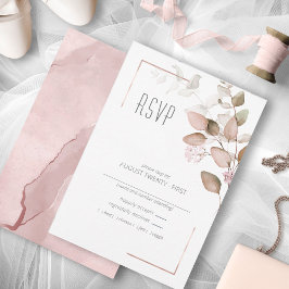 Dreamy Foliage Wedding Blush Pink ID817 RSVP Karte