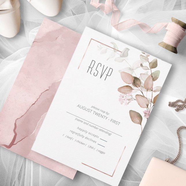 Dreamy Foliage Wedding Blush Pink ID817 RSVP Karte (Von Creator hochgeladen)