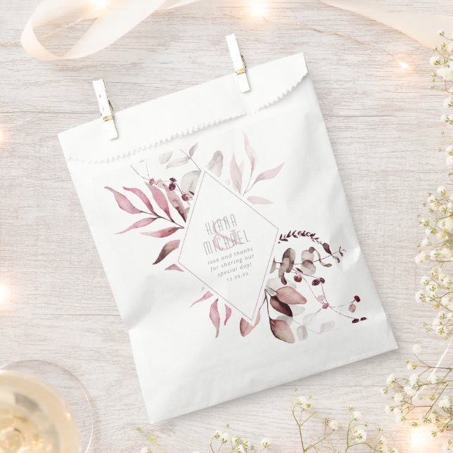 Dreamy Foliage Wedding Burgundy ID817 Geschenktütchen (Ausgeschnitten)